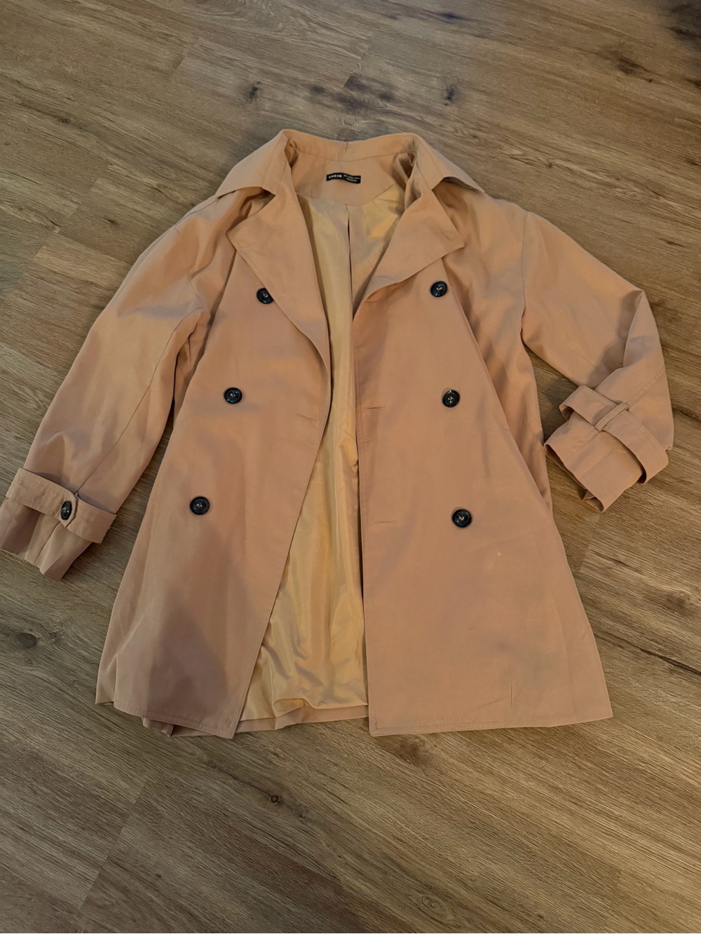 SHEIN Peach Double-Breasted Trench Coat
